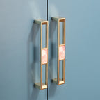 Modern Gold Openwork Cupboard Handles with Coloured Inserts