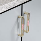 Modern Gold Openwork Cupboard Handles with Coloured Inserts