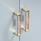 Modern Gold Openwork Cupboard Handles with Coloured Inserts