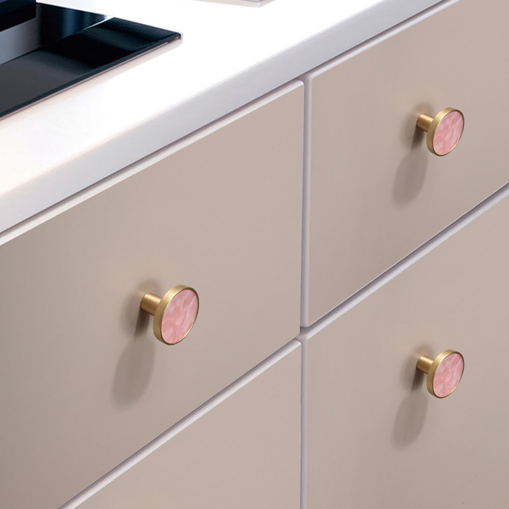 Modern Gold Openwork Cupboard Handles with Coloured Inserts