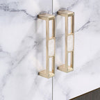 Modern Gold Openwork Cupboard Handles with Coloured Inserts