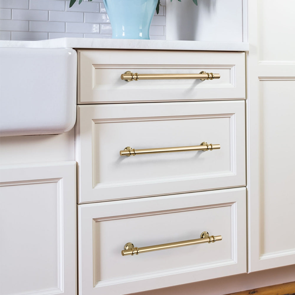 Modern Gold T-Bar Drawer Handles with Twin Rings