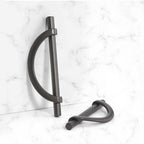 Modern Half Moon Bar Cupboard Handles in Grey