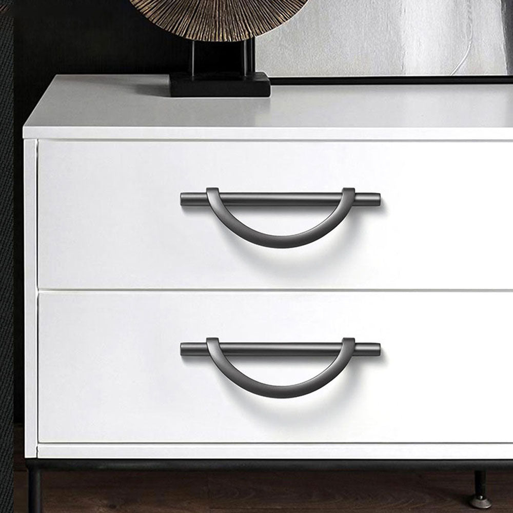 Modern Half Moon Bar Cupboard Handles in Grey