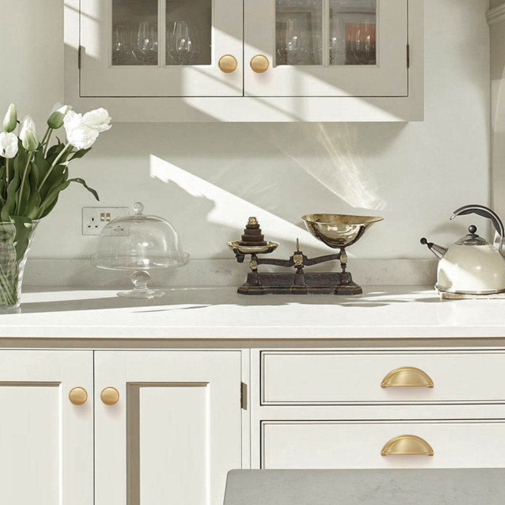 Modern Half-Moon Brass Cup Handles