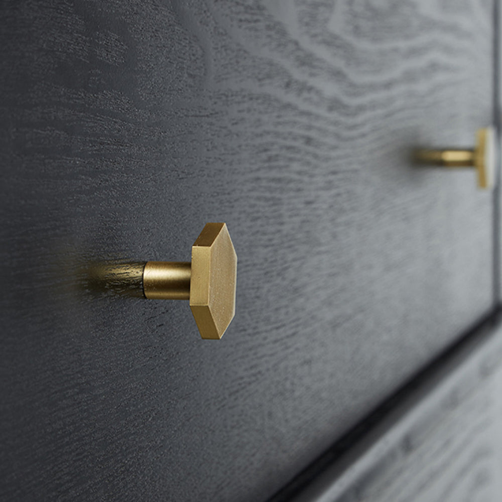 Modern Hexagon T-Bar Cupboard Handles in Brushed Gold