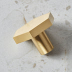 Modern Hexagon T-Bar Cupboard Handles in Brushed Gold