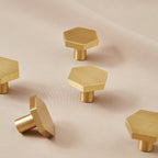 Modern Hexagon T-Bar Cupboard Handles in Brushed Gold
