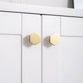 Modern Hexagon T-Bar Cupboard Handles in Brushed Gold