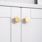 Modern Hexagon T-Bar Cupboard Handles in Brushed Gold