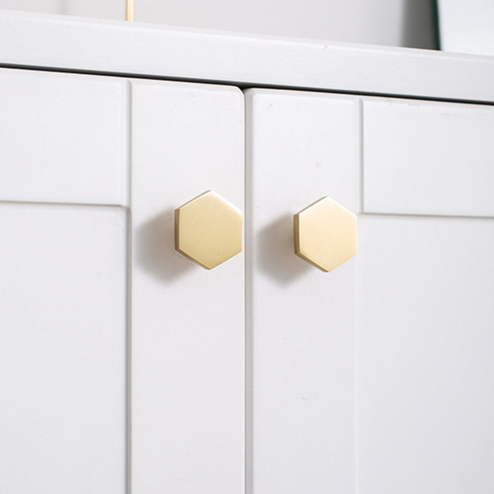 Modern Hexagon T-Bar Cupboard Handles in Brushed Gold