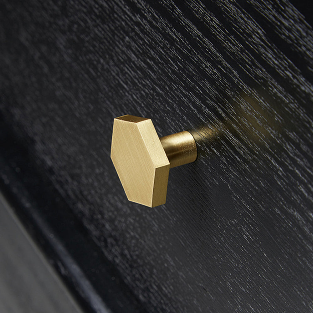 Modern Hexagon T-Bar Cupboard Handles in Brushed Gold