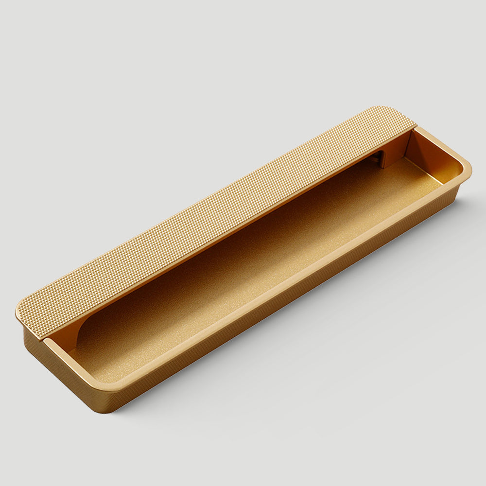 Modern Knurled Rectangular Recessed Cupboard Handles for Sliding Doors