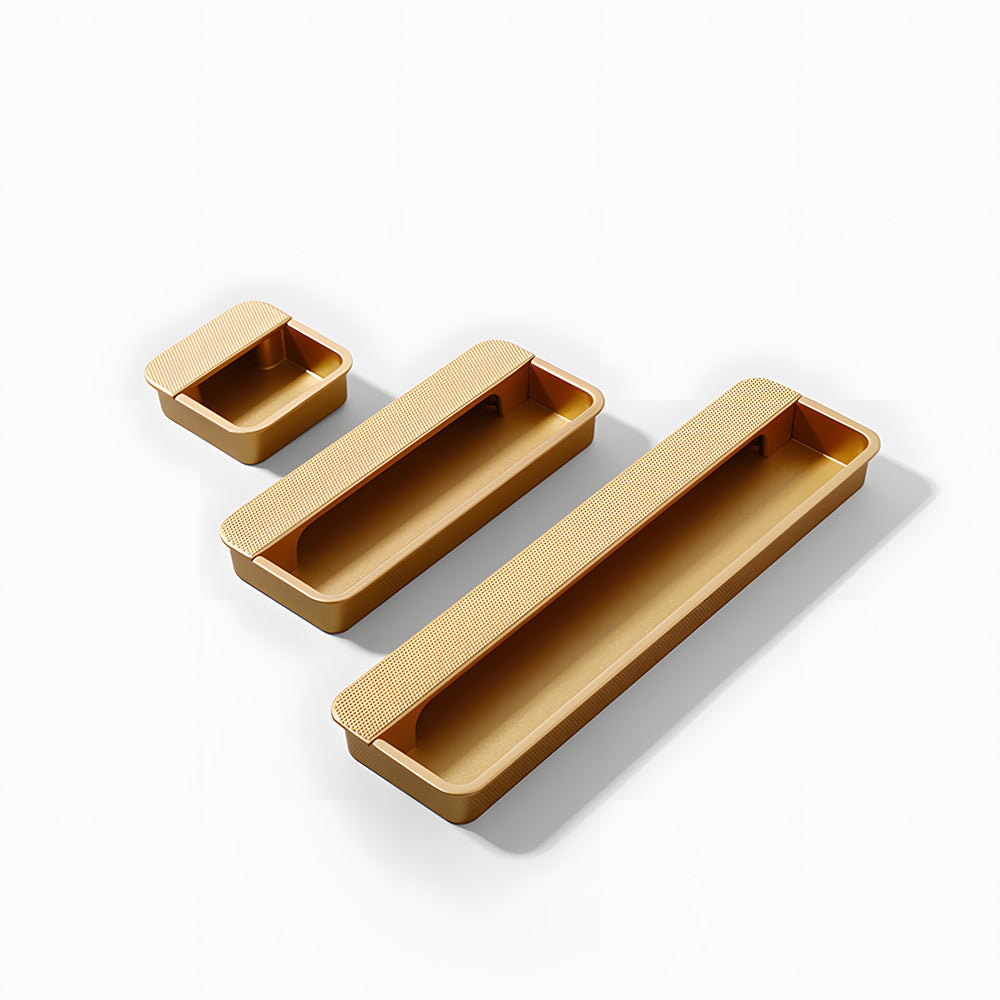 Modern Knurled Rectangular Recessed Cupboard Handles for Sliding Doors