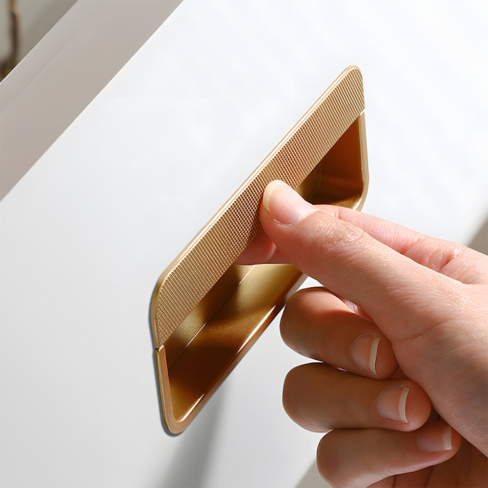 Modern Knurled Rectangular Recessed Cupboard Handles for Sliding Doors