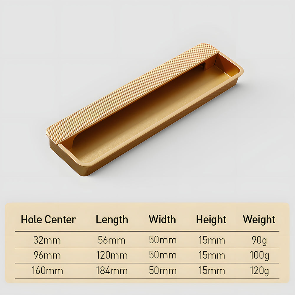 Modern Knurled Rectangular Recessed Cupboard Handles for Sliding Doors