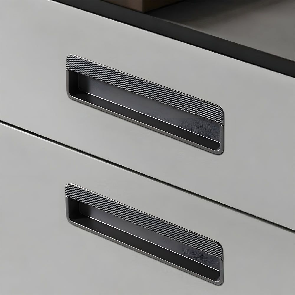 Modern Knurled Rectangular Recessed Cupboard Handles for Sliding Doors