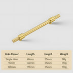 Modern Knurled Solid Brass T-Bar Cupboard Handles
