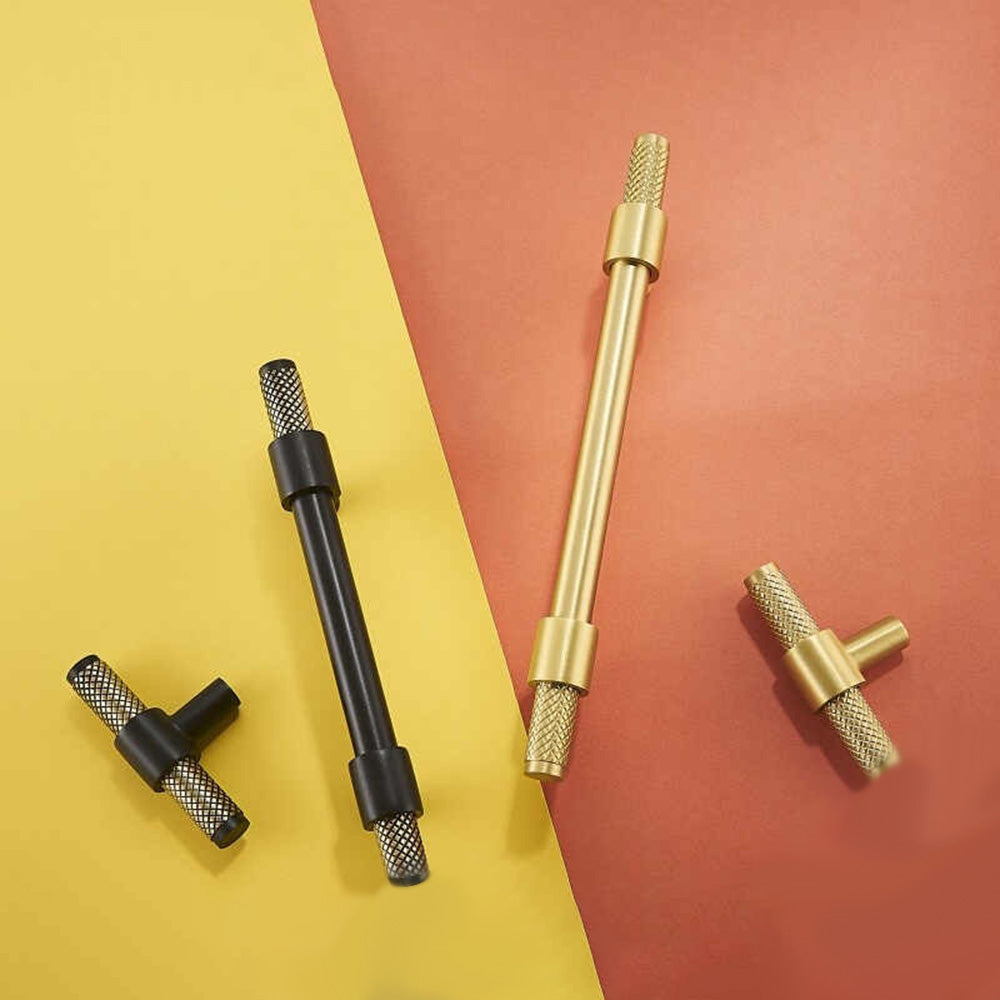 Modern Knurled T-Bar Cupboard Handles & Knobs
