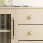 Modern Leather and Brass T-Bar Drawer Handles and Knobs