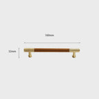 Modern Leather and Brass T-Bar Drawer Handles and Knobs