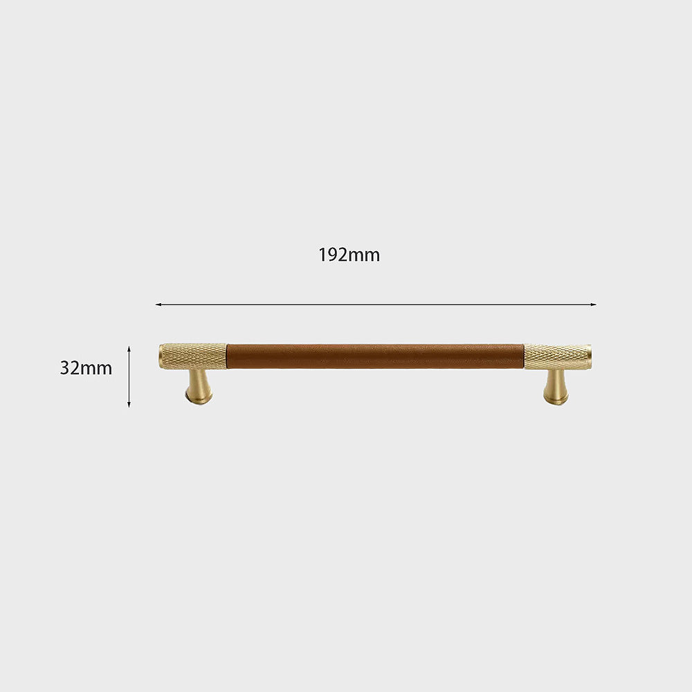 Modern Leather and Brass T-Bar Drawer Handles and Knobs