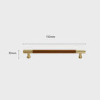 Modern Leather and Brass T-Bar Drawer Handles and Knobs