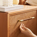 Modern Leather and Brass T-Bar Drawer Handles and Knobs