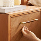 Modern Leather and Brass T-Bar Drawer Handles and Knobs