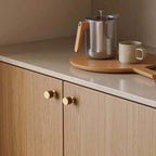 Modern Leather and Brass T-Bar Drawer Handles and Knobs
