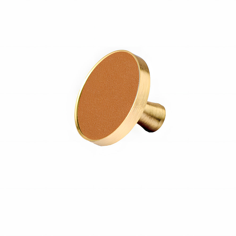 Modern Leather & Solid Brass T-Bar Cupboard Handles & Knobs