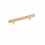 Modern Leather & Solid Brass T-Bar Cupboard Handles & Knobs