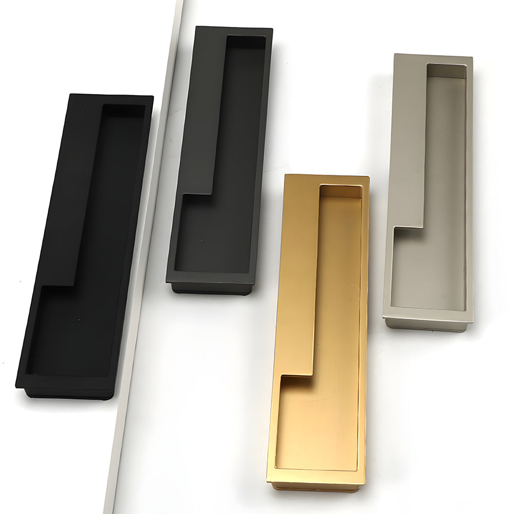 Modern Left and Right Hand Stepped Recessed Cupboard Handles