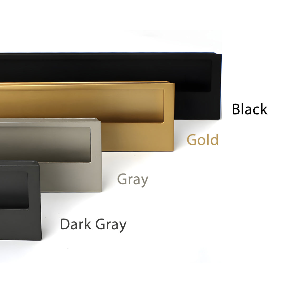 Modern Left and Right Hand Stepped Recessed Cupboard Handles