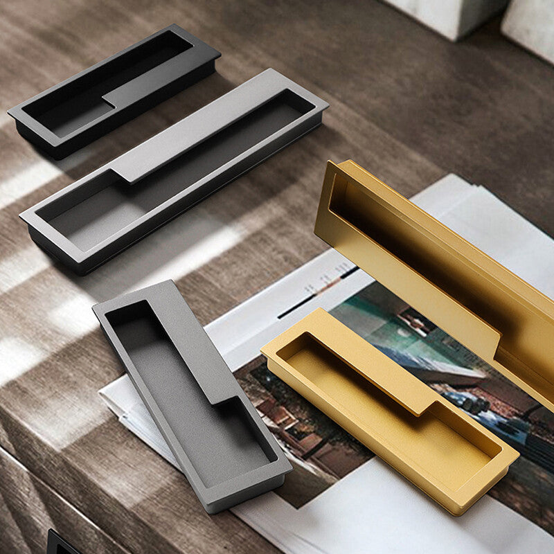 Modern Left and Right Hand Stepped Recessed Cupboard Handles