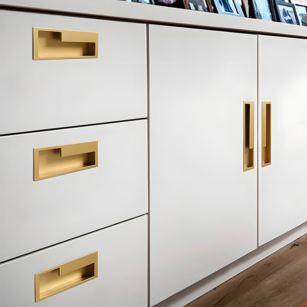 Modern Left and Right Hand Stepped Recessed Cupboard Handles