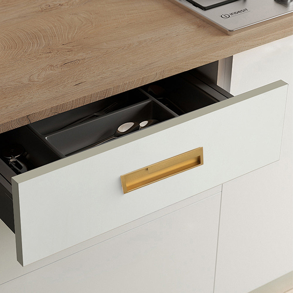 Modern Left and Right Hand Stepped Recessed Cupboard Handles