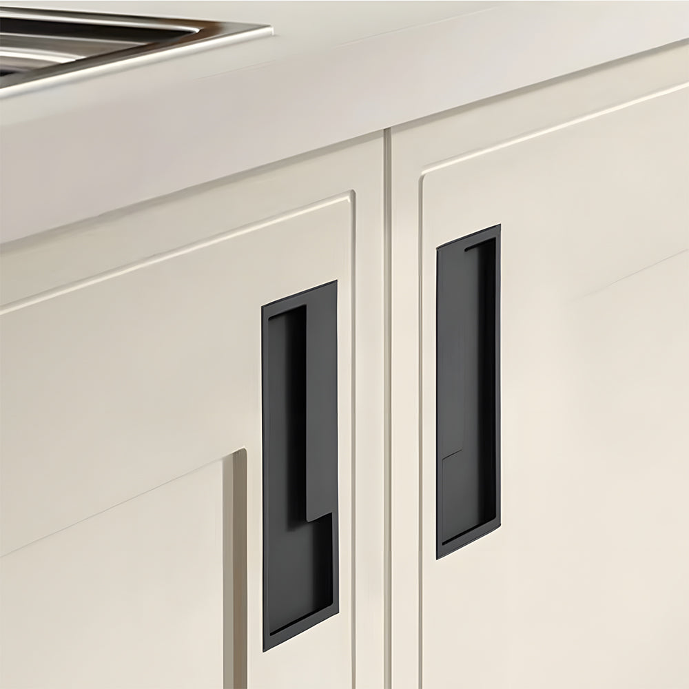 Modern Left and Right Hand Stepped Recessed Cupboard Handles