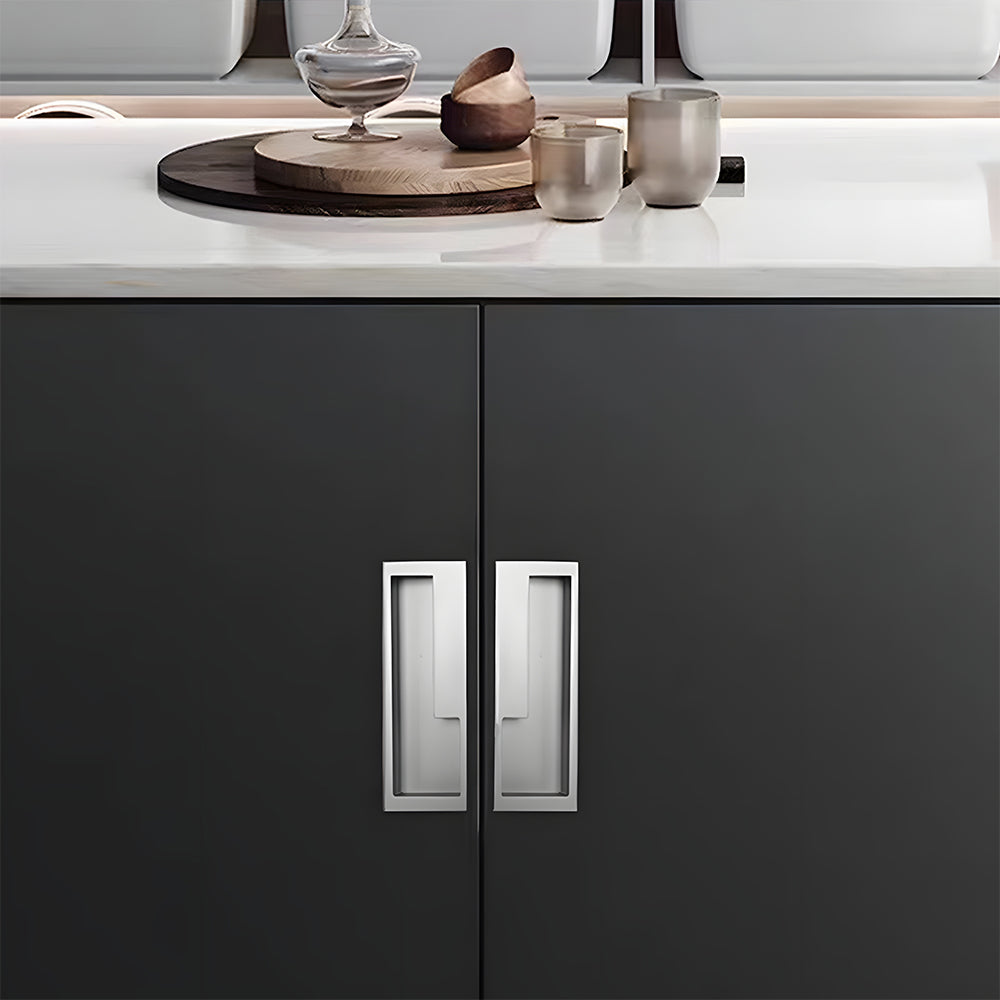 Modern Left and Right Hand Stepped Recessed Cupboard Handles