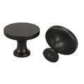 Modern Matt Black Flat-Top Round Cupboard Knobs