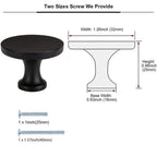 Modern Matt Black Flat-Top Round Cupboard Knobs