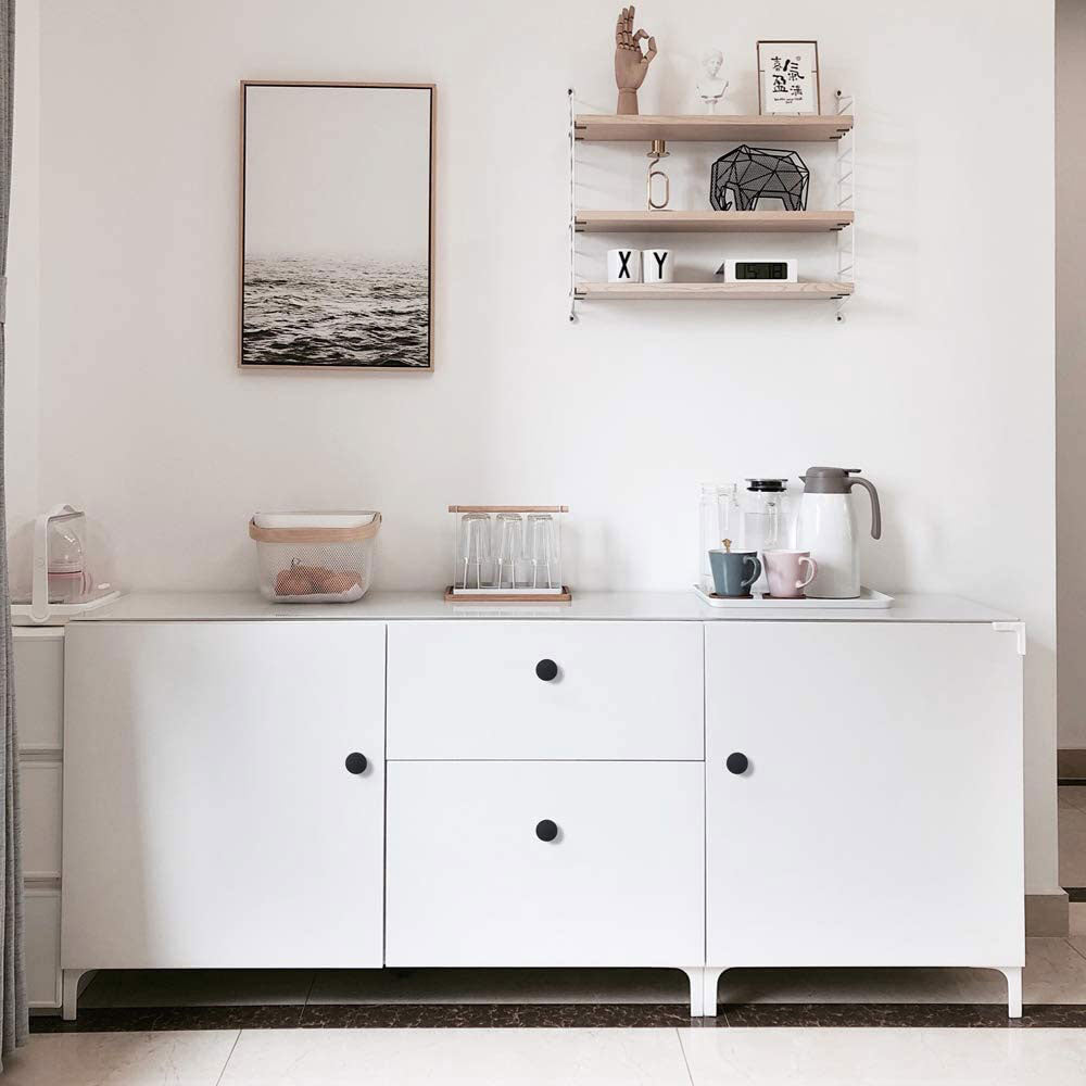 Modern Matt Black Flat-Top Round Cupboard Knobs