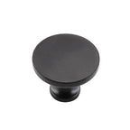 Modern Matt Black Flat-Top Round Cupboard Knobs