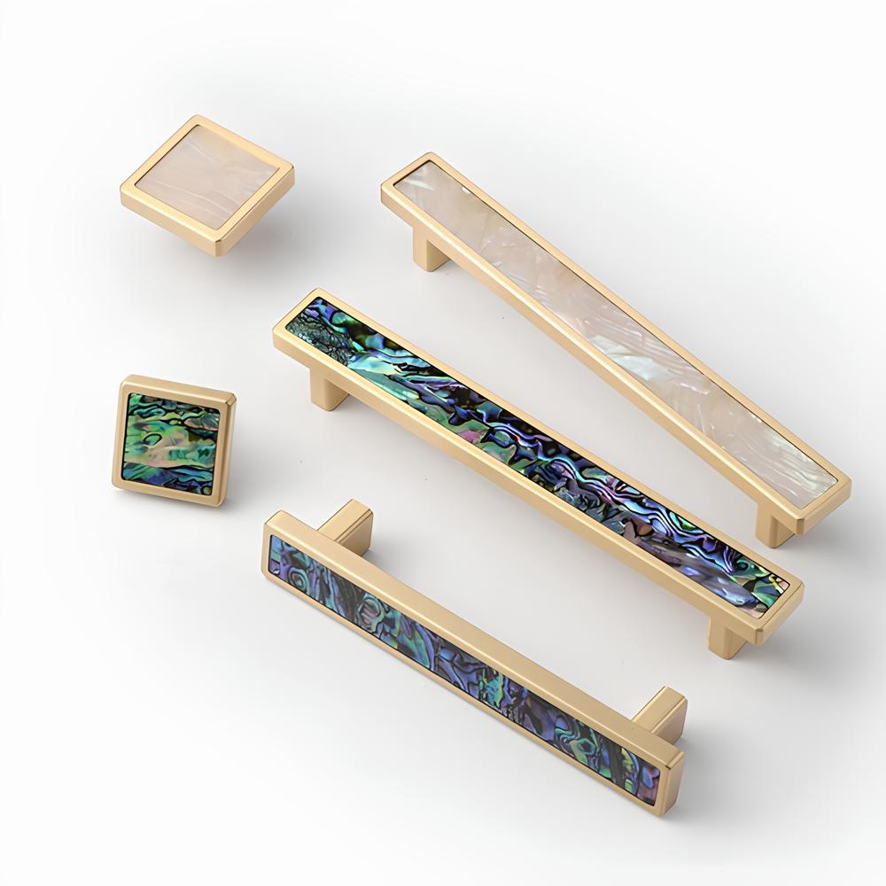 Modern Mother-of-Pearl Rectangular Bar Cupboard Handles