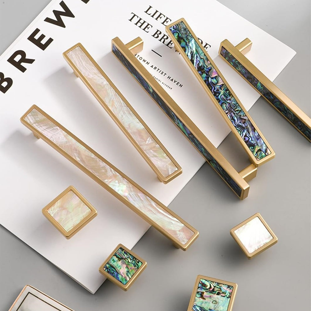 Modern Mother-of-Pearl Rectangular Bar Cupboard Handles
