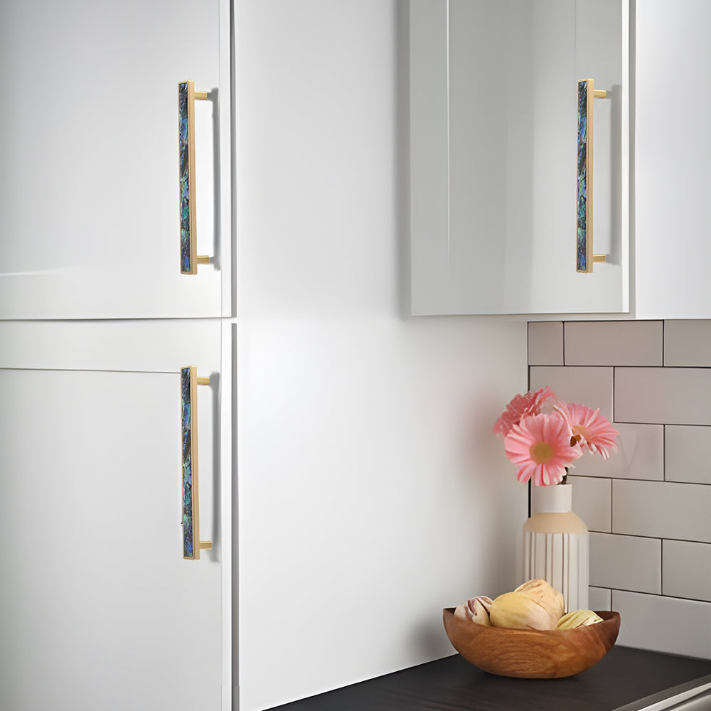 Modern Mother-of-Pearl Rectangular Bar Cupboard Handles