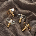 Modern Octagonal Crystal and Brass Cupboard Knobs