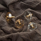 Modern Octagonal Crystal and Brass Cupboard Knobs