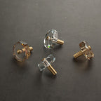 Modern Octagonal Crystal and Brass Cupboard Knobs