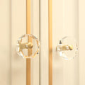 Modern Octagonal Crystal and Brass Cupboard Knobs
